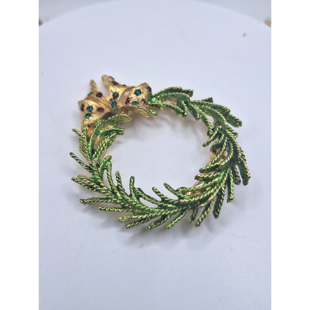 2 Christmas Wreath Brooches - Picture 2 of 12